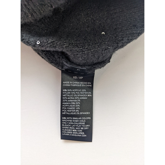 WHBM V-neck Sweater Grey Sz XS Puff Sleeve Sequins Festive Party - Picture 9 of 10